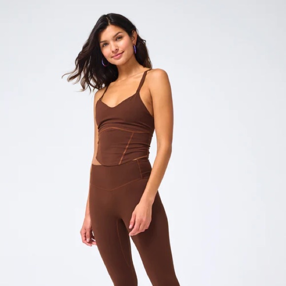Terez Action Corset Crop Tank in Cafe Brown - workout top - Picture 4 of 5
